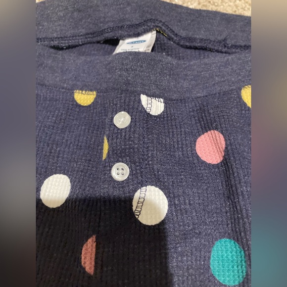 Women NWOT old navy ribbed pj pajama pant legging navy pink gold green polka dot - Picture 2 of 7
